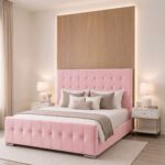 Cube Design Bed Frame – Button Tufted Plush Velvet Upholstered Bed with Optional Ottoman Storage - Image 7