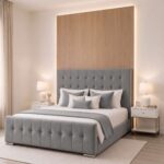 Cube Design Bed Frame – Button Tufted Plush Velvet Upholstered Bed with Optional Ottoman Storage - Image 2