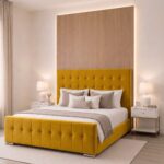 Cube Design Bed Frame – Button Tufted Plush Velvet Upholstered Bed with Optional Ottoman Storage - Image 11