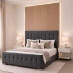 Cube Design Bed Frame – Button Tufted Plush Velvet Upholstered Bed with Optional Ottoman Storage - Image 9