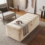 Clarence Luxury Upholstered Storage Ottoman Bench – Plush Velvet Blanket Box with Padded Lid - Image 9