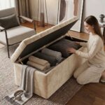 Clarence Luxury Upholstered Storage Ottoman Bench – Plush Velvet Blanket Box with Padded Lid - Image 11
