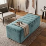Clarence Luxury Upholstered Storage Ottoman Bench – Plush Velvet Blanket Box with Padded Lid - Image 7