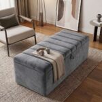 Clarence Luxury Upholstered Storage Ottoman Bench – Plush Velvet Blanket Box with Padded Lid - Image 6