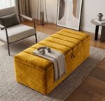 Clarence Luxury Upholstered Storage Ottoman Bench – Plush Velvet Blanket Box with Padded Lid - Image 14