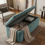Clarence Luxury Upholstered Storage Ottoman Bench – Plush Velvet Blanket Box with Padded Lid - Image 17