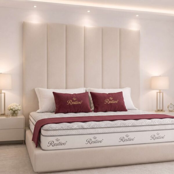 Luxury Venice Floor Standing Vertical Panels Upholstered Headboard – Bed Frame Mounted