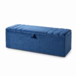 Rio Luxury Cream Upholstered Ottoman Storage Bench – Modern Velvet Blanket Box | Bedroom End of Bed Storage Bench - Image 3