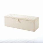 Rio Luxury Cream Upholstered Ottoman Storage Bench – Modern Velvet Blanket Box | Bedroom End of Bed Storage Bench - Image 4
