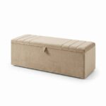 Rio Luxury Cream Upholstered Ottoman Storage Bench – Modern Velvet Blanket Box | Bedroom End of Bed Storage Bench