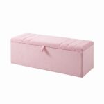 Rio Luxury Cream Upholstered Ottoman Storage Bench – Modern Velvet Blanket Box | Bedroom End of Bed Storage Bench - Image 8