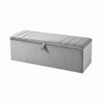 Rio Luxury Cream Upholstered Ottoman Storage Bench – Modern Velvet Blanket Box | Bedroom End of Bed Storage Bench - Image 9