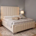 Tulip Framed Vertical Panel Upholstered Bed Frame – Luxury Headboard & Low Footboard - Image 3