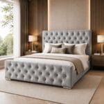 Chesterfield Tufted Upholstered Bed Frame – Luxury Designer Bed with Deep Button Headboard - Image 13