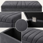 Bloomsbury Sunburst Ottoman features including fabric texture, stitching detail, storage space, and premium construction