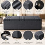 Kensington Linear Blanket Box features premium upholstery, elegant stitching, strong hinges, and spacious storage