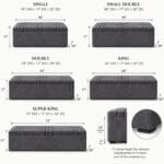 Kensington Linear Blanket Box size guide showing available dimensions from single to super king sizes