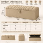New Clarence Ottoman dimensions size guide with width height and depth measurements