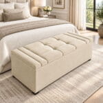 Cube Bumper Ottoman Storage Bench – Tufted Upholstered Bedroom Ottoman with Hidden Storage
