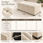 Cube Bumper Ottoman Storage Bench – Tufted Upholstered Bedroom Ottoman with Hidden Storage - Image 7