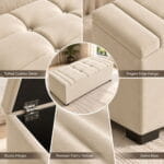 Cube Bumper Ottoman Storage Bench – Tufted Upholstered Bedroom Ottoman with Hidden Storage - Image 5